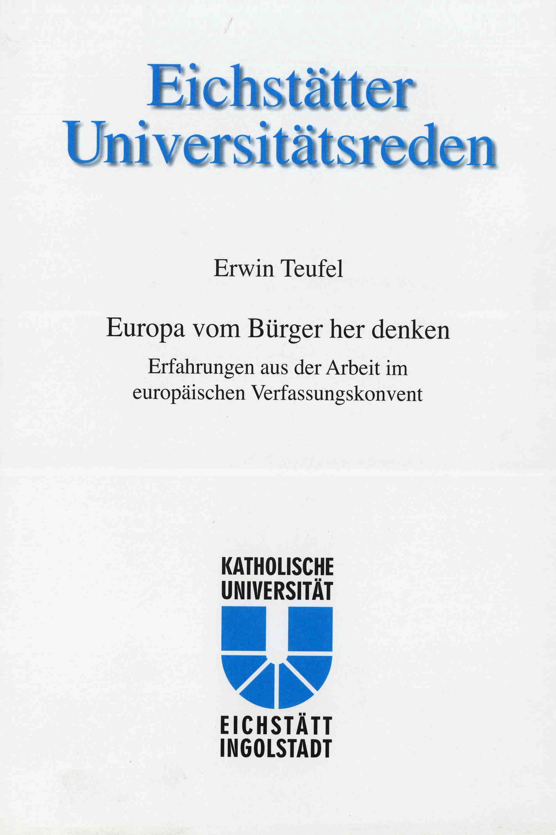 Band 111 - Erwin Teufel - Europa vom Bürger her denken