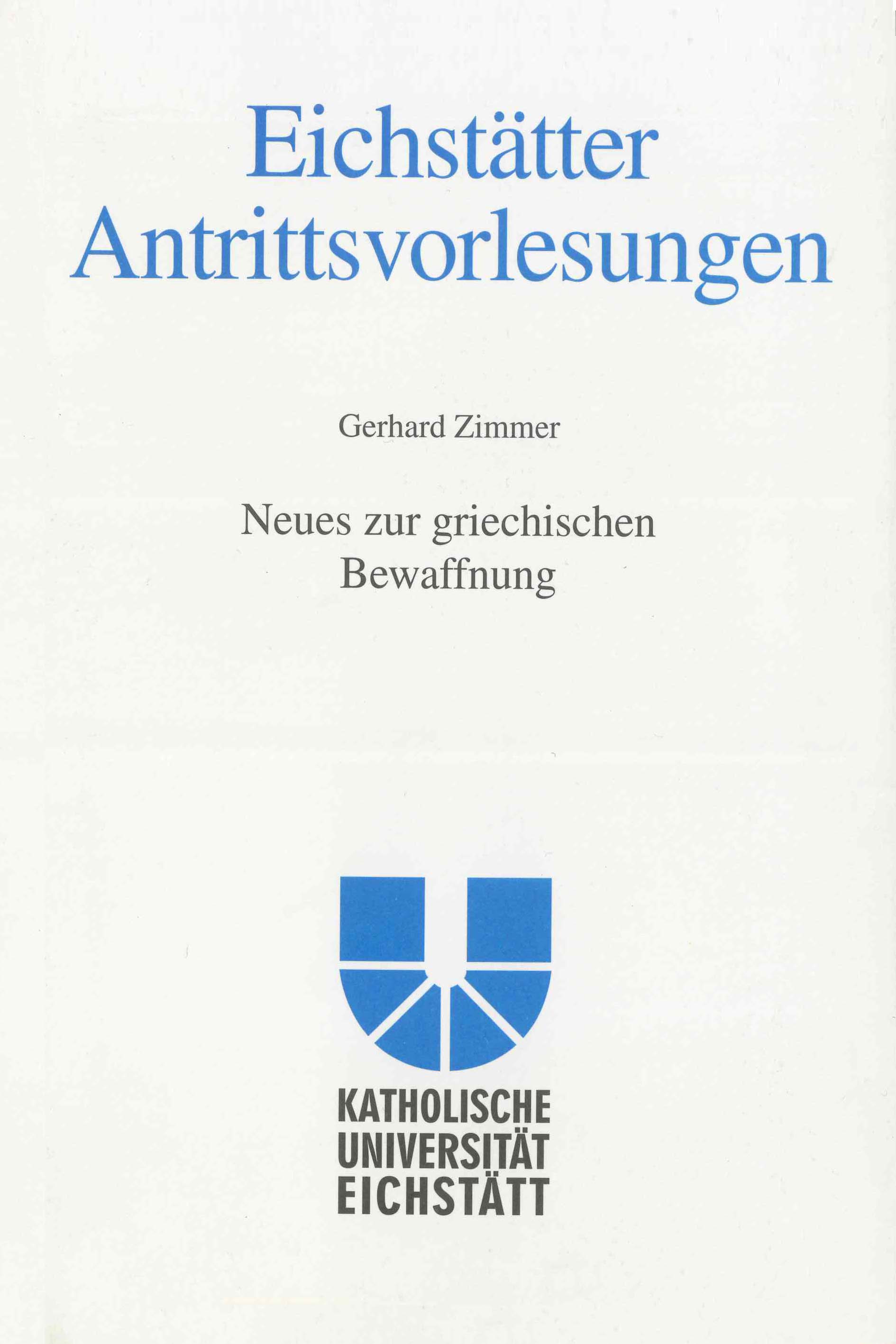AV Band 8 - Gerhard Zimmer - Neues zur griechischen Bewaffnung