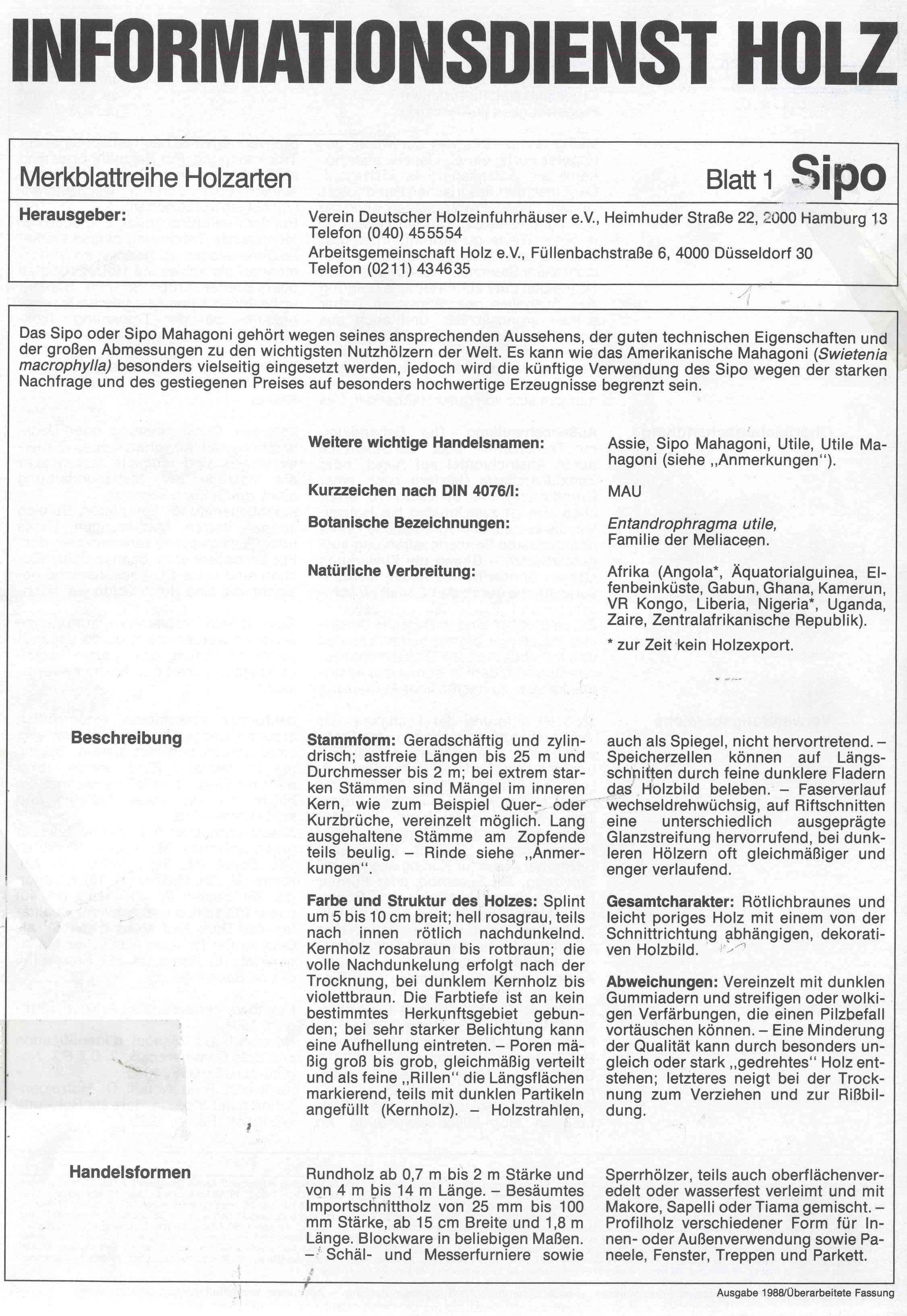 Merkblattreihe Holzarten